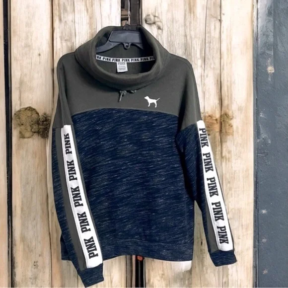 Victoria’s Secret Pink Sweatshirt Cowl Neck Long Sleeve Logo Drawstring Pullover - Picture 7 of 11